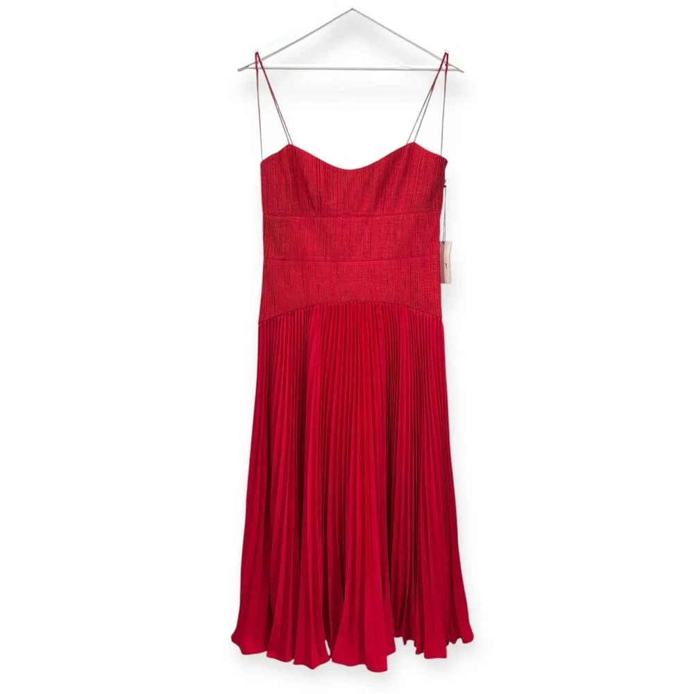 NWT AMUR Cherry Drop Waist Pleated Midi Dress in Red - Size 8‎ - Picture 6 of 16